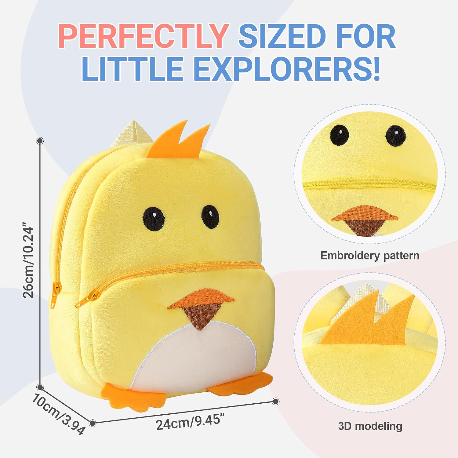 Toddler Backpack Animal Pattern Mini Travel School Bags(Duck) image 4