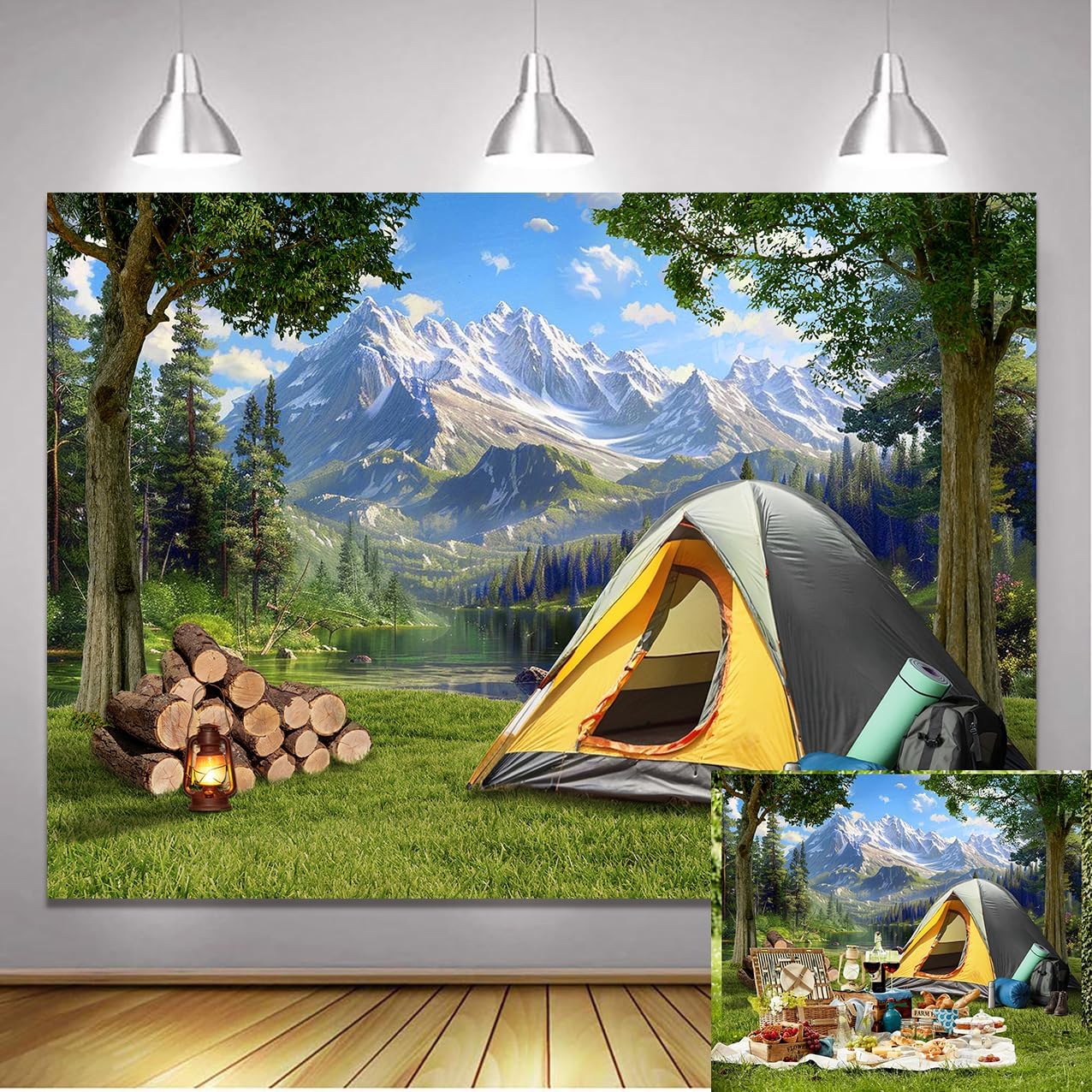 8X6FT Camping Forest Backdrop Natural Scenery Camping