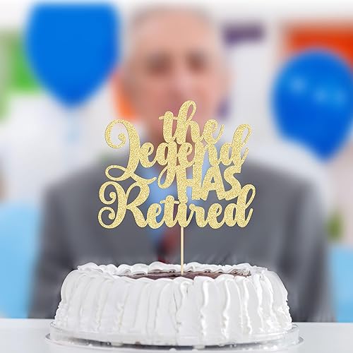 Miniatura 4 de Gyufise 1 pieza de decoración de pastel con purpurina de The Legend Has Retired con purpurina We Will Miss You Cake Pick Tension Pension Cake Decor