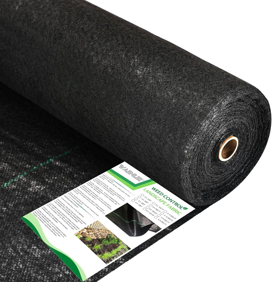 WAENLIR 5.8oz 3FT x 100FT Heavy Duty Landscape Fabric Weed Barrier Premium Woven Ground Cover Roll, UV Resistant&Tear-Proof, Ideal for Garden Beds, Walkways, Patios, Greenhouses, Outdoor Landscaping