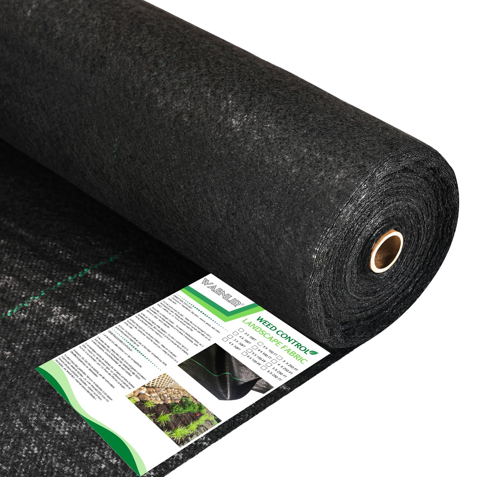 WAENLIR 5.8oz 3ft x100ft Heavy Duty Weed Barrier Landscape Fabric, Sturdy Weed Blocker Cover, Outdoor Gardening Weed Control Mat