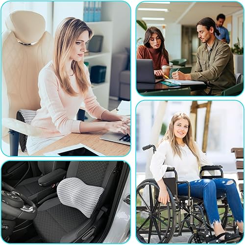 Miniatura 8 de Almohada lumbar, almohada de apoyo de espalda de espuma viscoelástica para aliviar el dolor, almohada ergonómica de apoyo lumbar para silla de