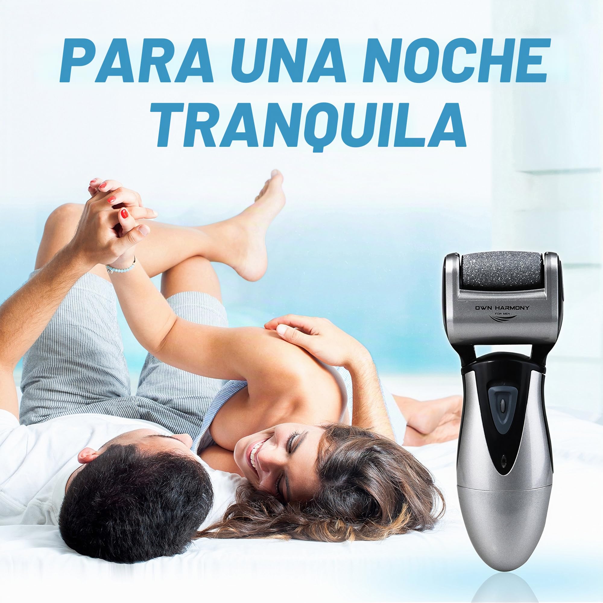 Lima-Electrónica para el Cuidado de los Pies de Hombres Own Harmony - Profesional y Poderoso - Recargables Aparato de Pedicura Eléctrico con 3 Diamond Rodillos - Elimina Piel Seca y Endurecida