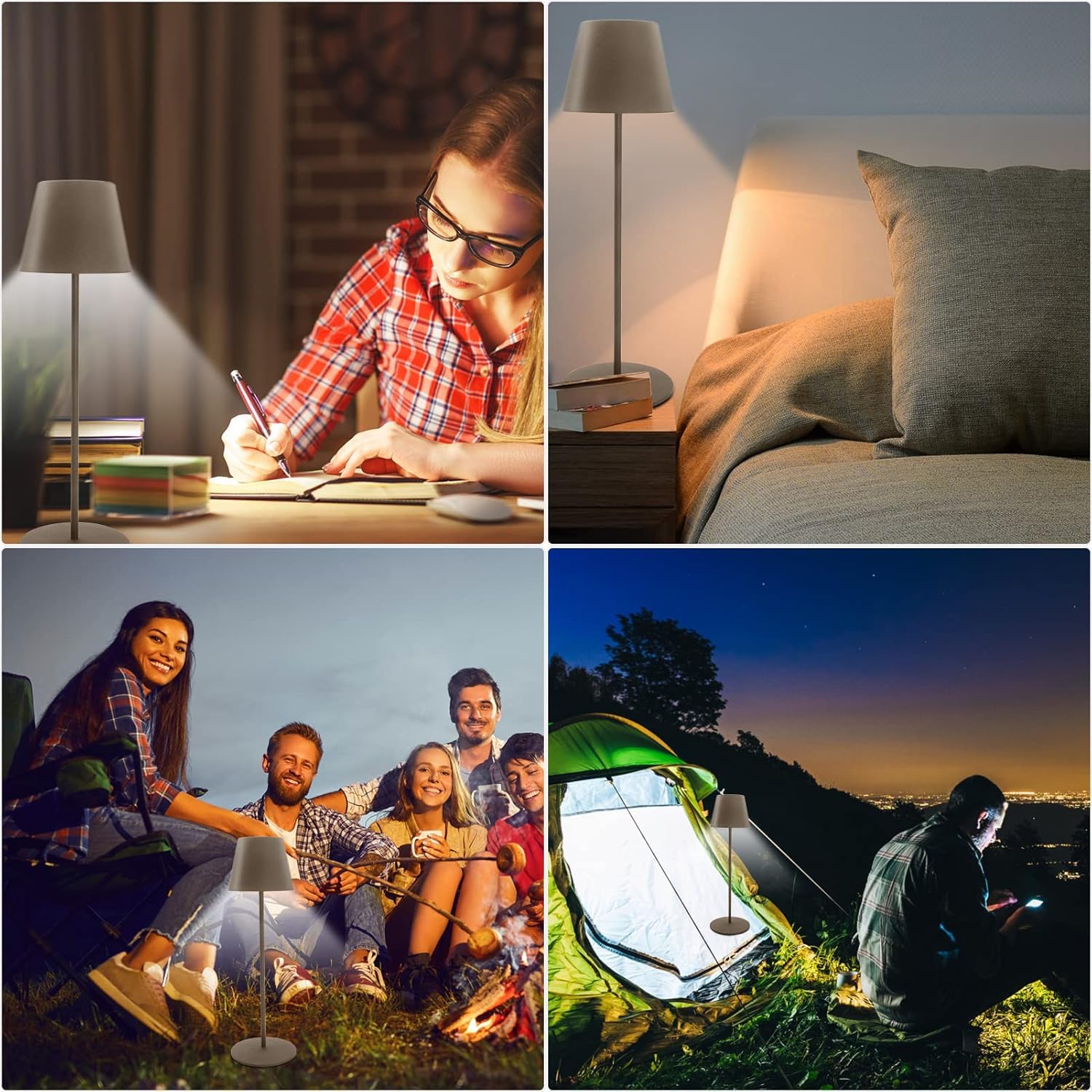 SMART-J Lampada Ricaricabile LED da Tavolo Easy Circle – 3 Temperature di Luce, 6 Ore di Autonomia, Design Moderno, Interruttore Touch, USB Ricaricabile (Verde)