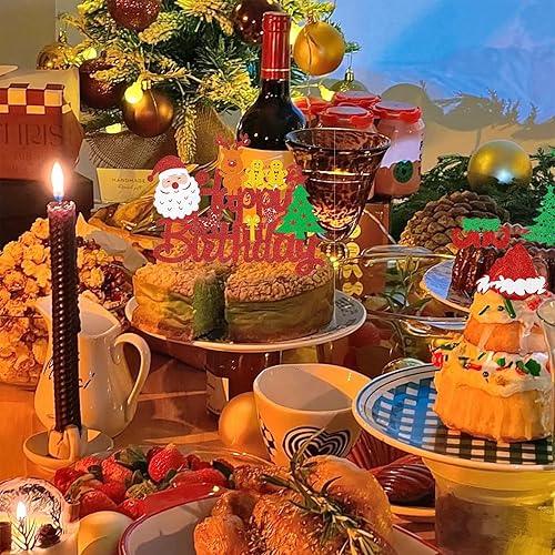 Miniatura 2 de 1 decoración grande para tartas de Navidad, cartel de decoración de pastel de Navidad, picks de comida de Navidad con purpurina para Navidad, fiesta