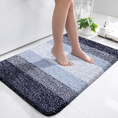Miniatura 2 de OLANLY Juego de 2 alfombras de baño y alfombras de baño ombré, tamaño 36 x 24 pulgadas y juego de alfombras de baño 30 x 20 + 24 x 20 pulgadas,