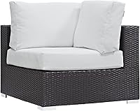Vista 28 de Modway Convene - Sofá biplaza de mimbre para patio al aire libre con cojines en color beige espresso