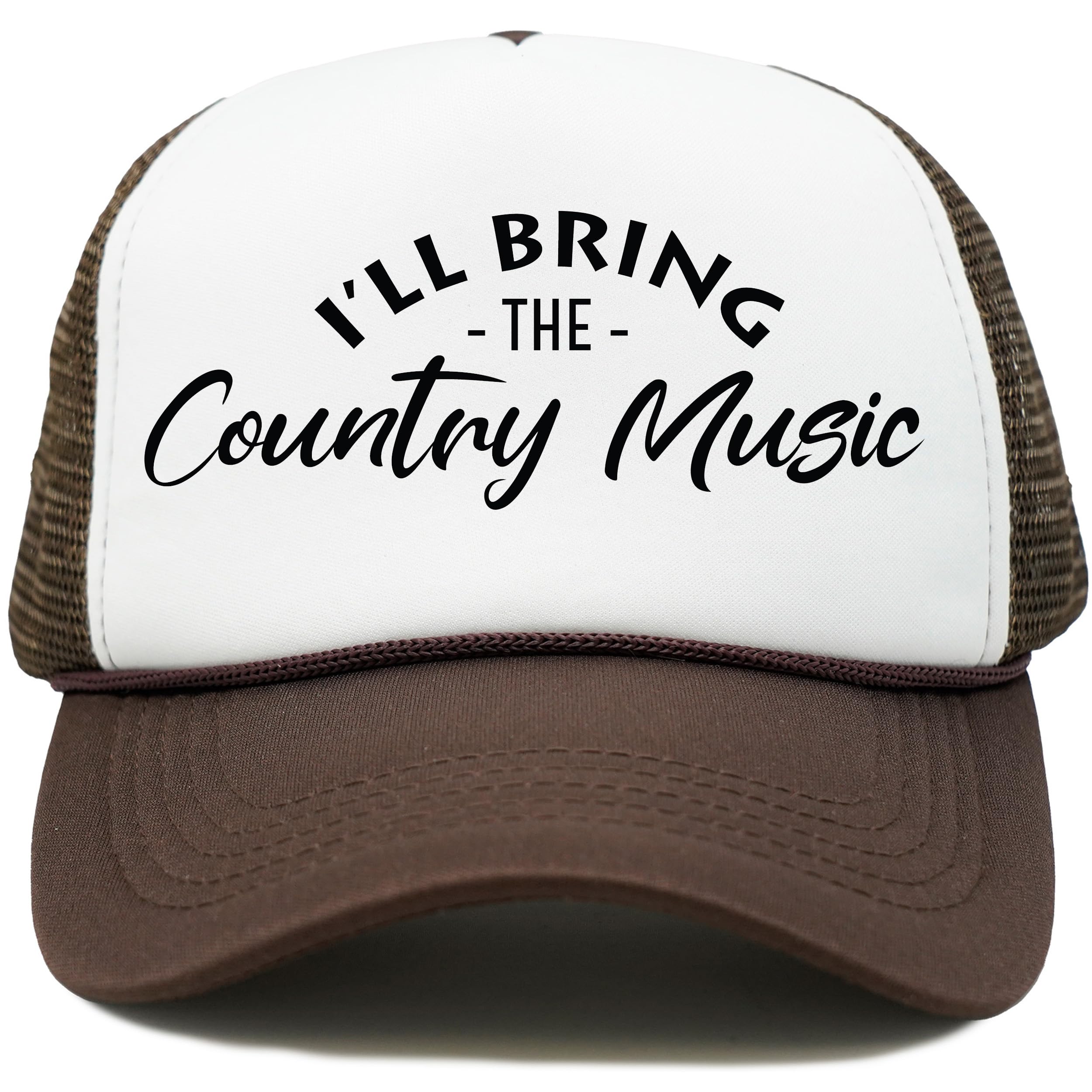 Funky JunqueBridal Snapback Trucker Hat - I'll Bring The Country Music (White/Brown)