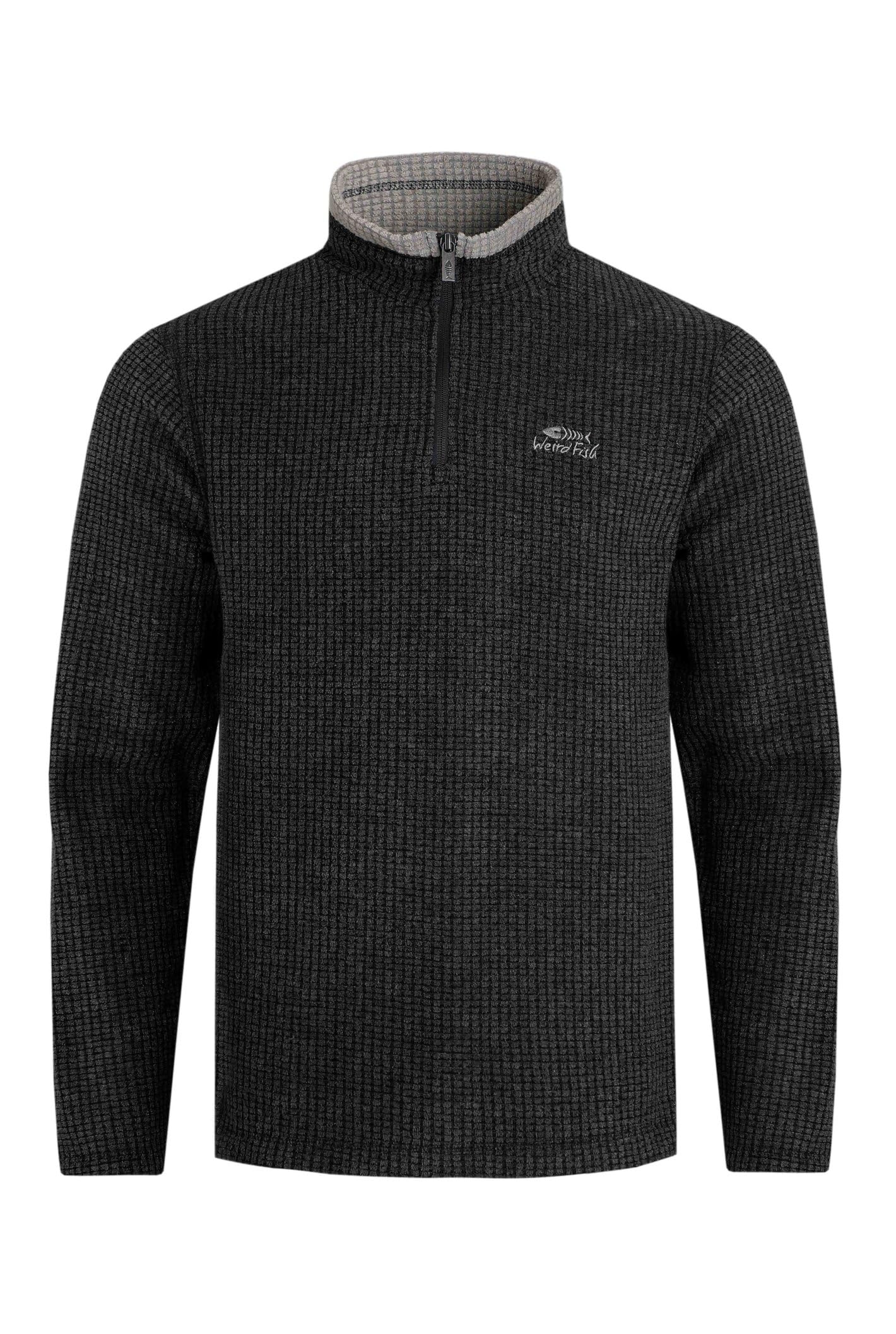 Weird Fish Newark 1/4 Zip Grid Fleece Jumper - Men's - Jet Black - 5XL - Fleece