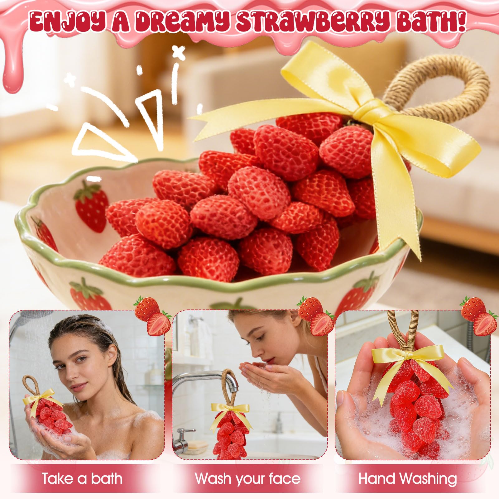Kit Sapone Fai da te, Kit per Sapone Fai da te Forma di Fragola, Include Base per Sapone Fai da te, Stampi per Sapone e Altri Accessori, per i Principianti
