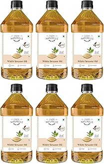 Farm Naturelle-Virgin Cold pressed White Sesame Gingelly Til Cooking Oil Pack Of 6(1LTR)