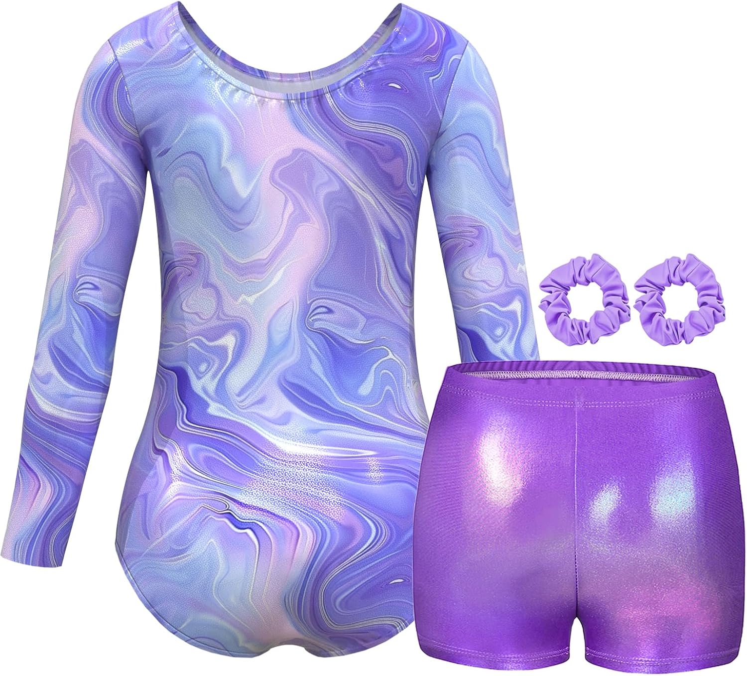 MOLLDAN Gymnastics Leotard for Girls Long Sleeve Biketard Unitard Tumbling Activewear for Kids - Image 2