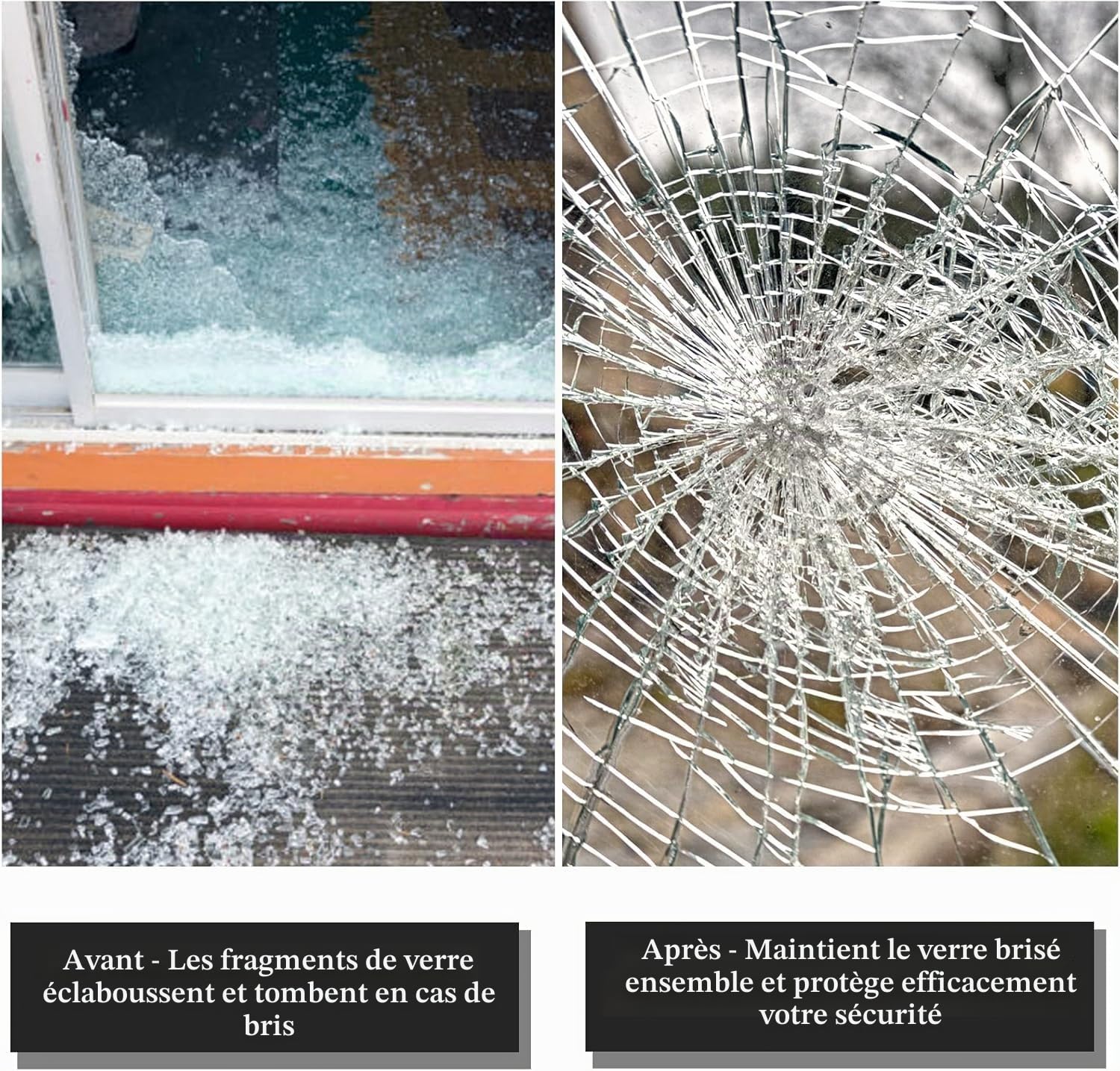 Shackcom Film de Sécurité Auto-Adhésif pour Fenêtre Anti-éclats Film de Vitre Protection de Verre Protection UV Autocollant pour Salle de Bain Bureau Chambre Cuisine – 90x1000cm Transparente