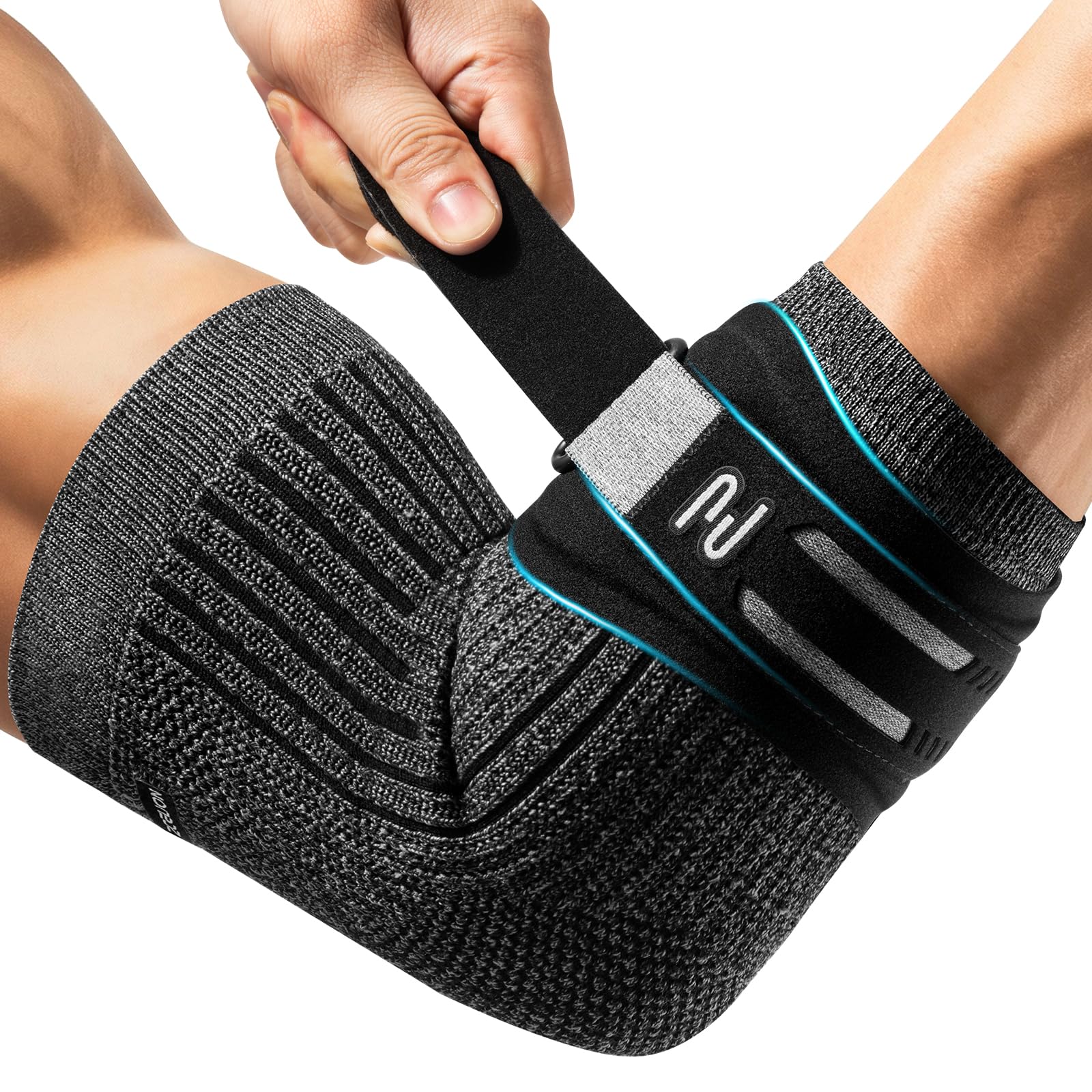 ZOELION Ellenbogenbandage & Tennisarm mit Abnehmbarem Gel-Pad Strap, Ellenbogenbandage golferarm für Herren und Damen (Einzelpackung, Schwarz/L)