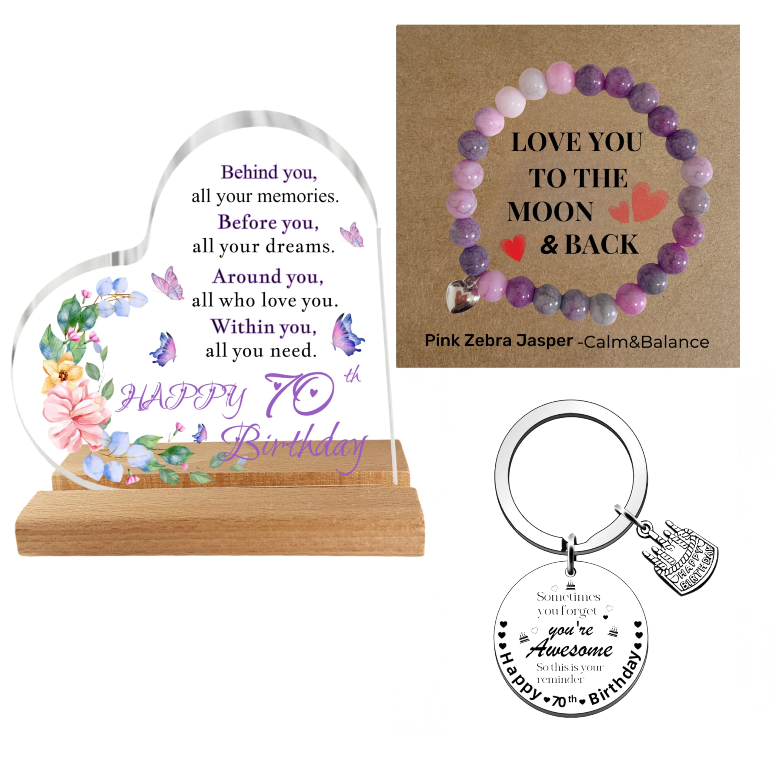 Trcousoa Women's 70Th Birthday Gift For – Heart-Shaped Unique Keepsake Gift For 70 Year Old Woman – Thoughtful Present For Mum, Grandma, Wife, Aunt, Sister Or Friend – Inspirational Acrylic Plaque