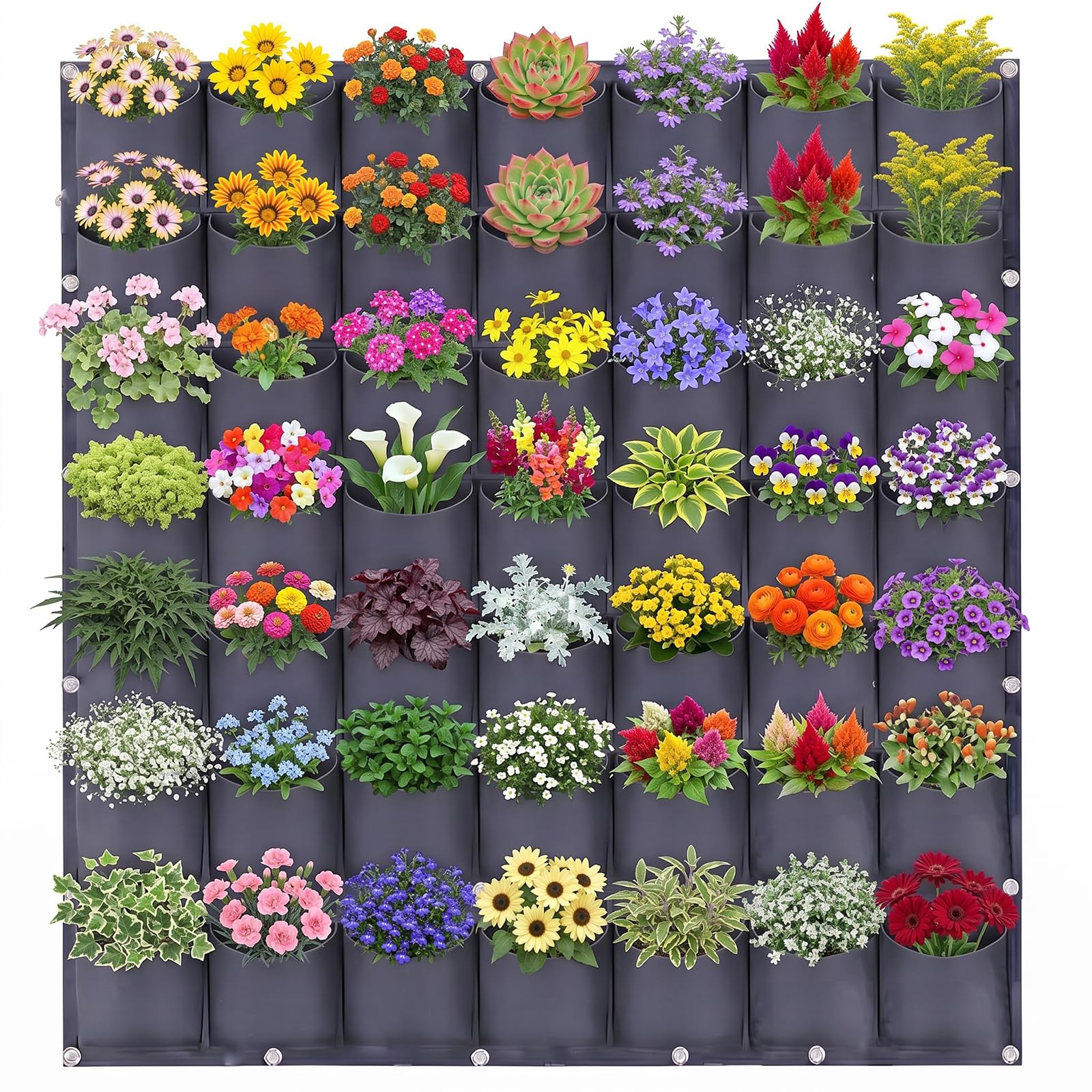 SBLKUY 49 Pockets Garden Vertical Wall Grow Bags, Hanging Planter Bag Gardening Greening Flower Container Plant Pouch Bags for Living Wall Planter Outdoor and Garden Garaged(1m×1m, Black)
