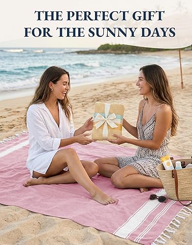 Miniatura 9 de LANE LINEN - Paquete de 2 toallas de gran tamaño, para playa, grandes, prelavadas, sin arena, toalla de viaje, secado rápido, 39 x 71 pulgadas, rosa