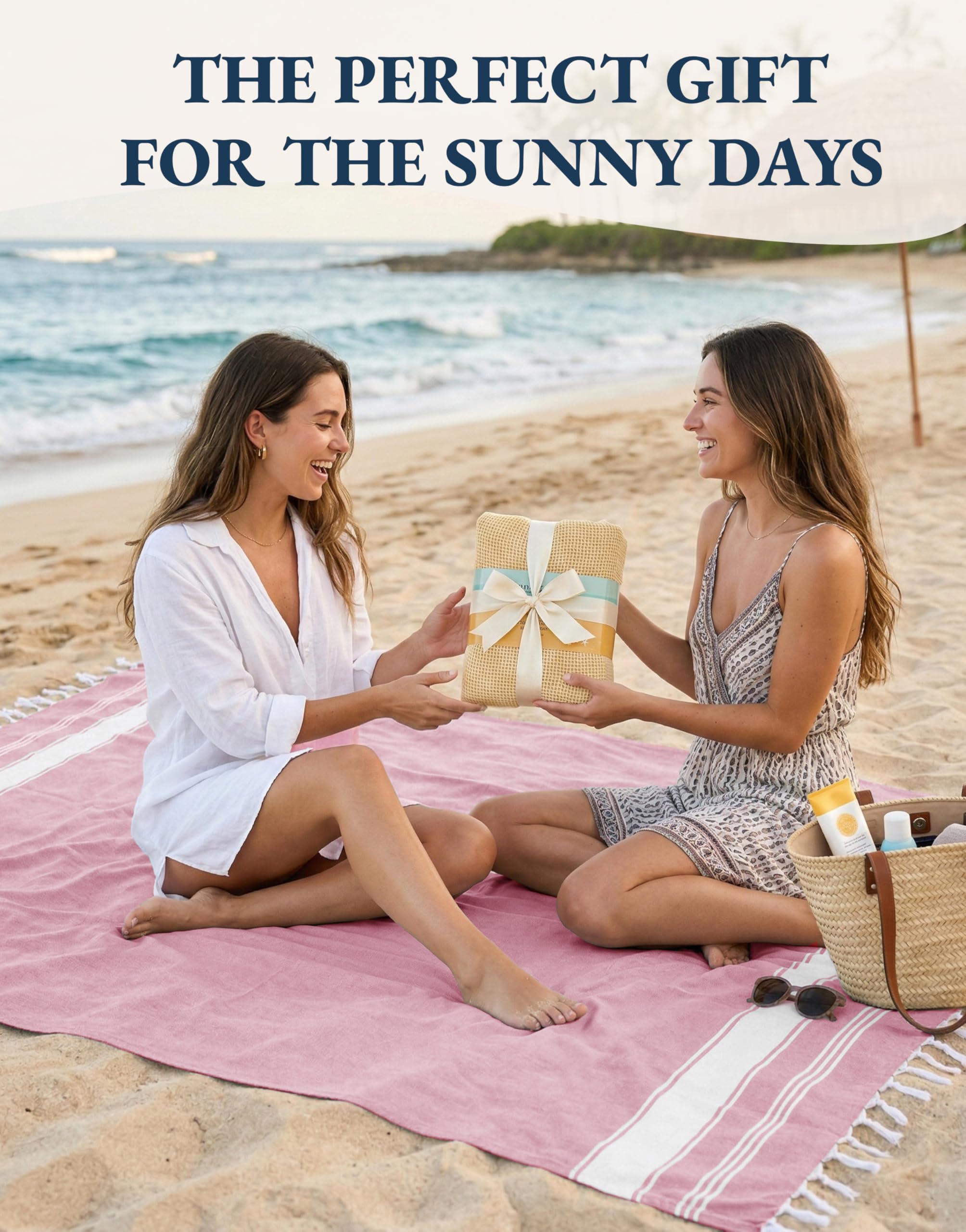 LANE LINEN – Ensemble de serviettes de plage turques, lot de 4 – Serviettes de plage, serviettes de piscine prélavées, serviette de plage extra grande, sèche rapidement et sans sable, serviette de