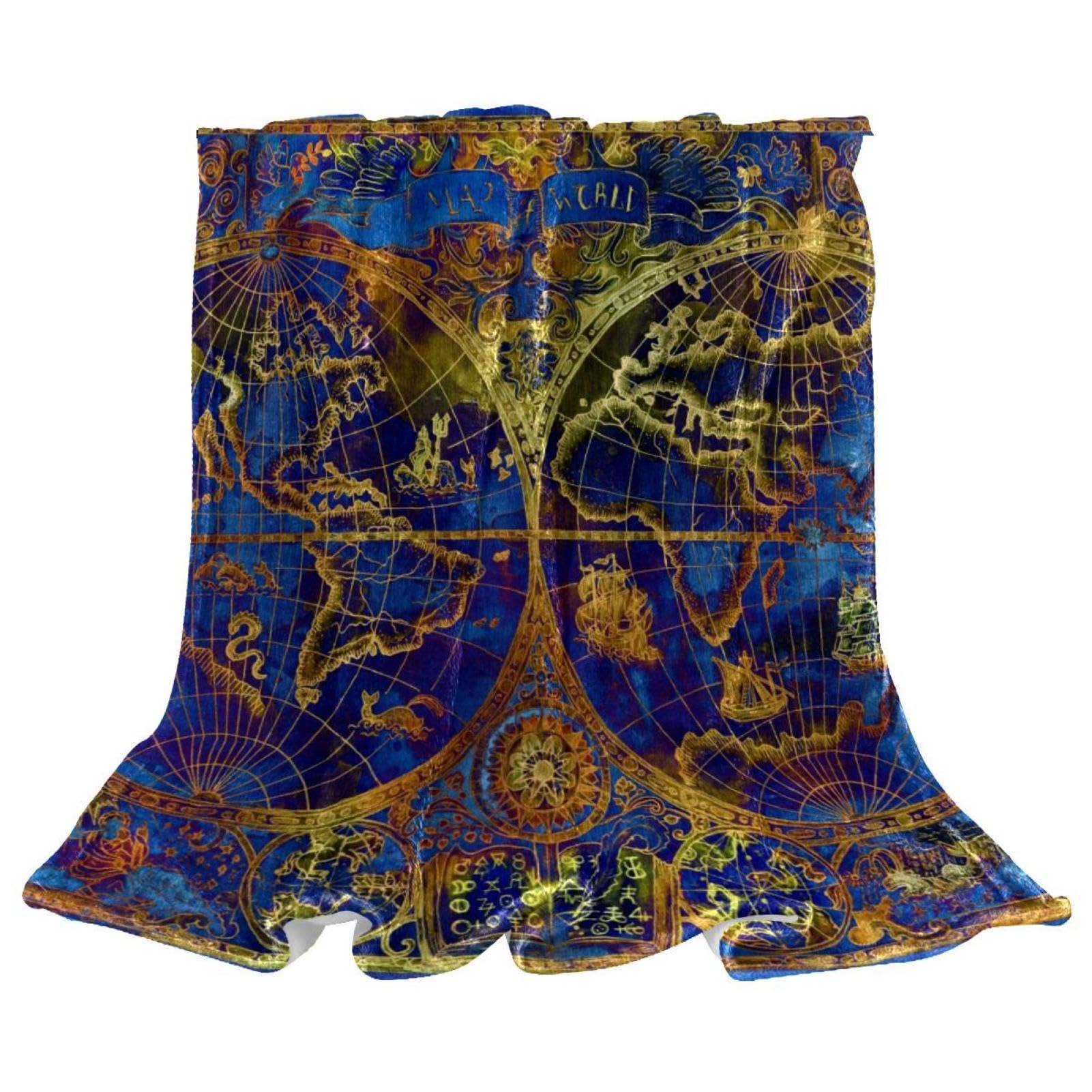 Couverture microfibre chaude et isolante motif carte du monde pour lit et canapé