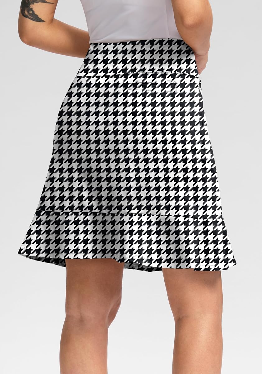 20" Knee Length Skorts for Women High Waisted Athletic Golf Skirts | Zipper Pockets, Tennis Skirt, Built-in Shorts, Elegant Ruffled Hem, Summer, Casual, Travel