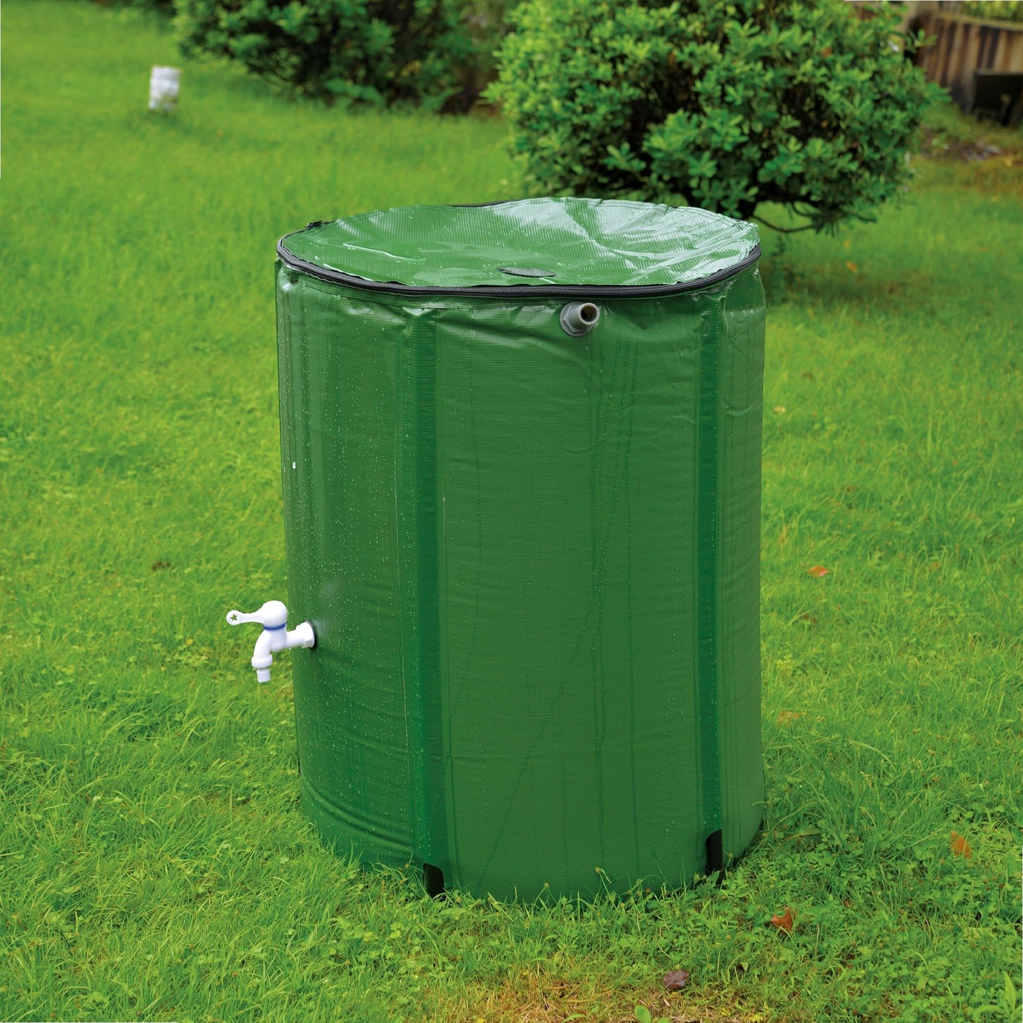WERKA PRO Récupérateur d'eau de Pluie Pliable 250 L avec Robinet de vidange, Couverture de Protection et Design Compact pour Un Transport Facile, idéal pour Jardinage et Nettoyage - Vert.