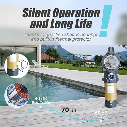 Miniatura 3 de Bomba de piscina de 1.5 HP, 230 V, ahorro de energía, dos velocidades, bomba de circulación de piscina autocebante con uniones NPT de 1.25 pulgadas