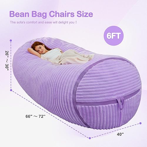 Miniatura 167 de HABUTWAY Puf gigante de 2 pies para adultos, con relleno de espuma viscoelástica, puf grande con funda de terciopelo holandés extraíble para sala de