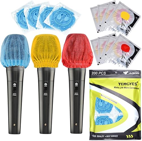 200 unidades (paquete de 100) fundas desechables no tejidas para micrófono de mano Mike cubierta protectora para parabrisas para KTV, karaoke, sala