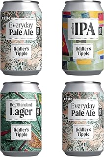 Jiddler's Tipple Craft Beers | Mixed Selection Box 4 x 330ml Cans | 1x Craft IPA, 2x Pale Ale 1x Lager | Gifts for Men | Lower Alcohol 3.8% ABV