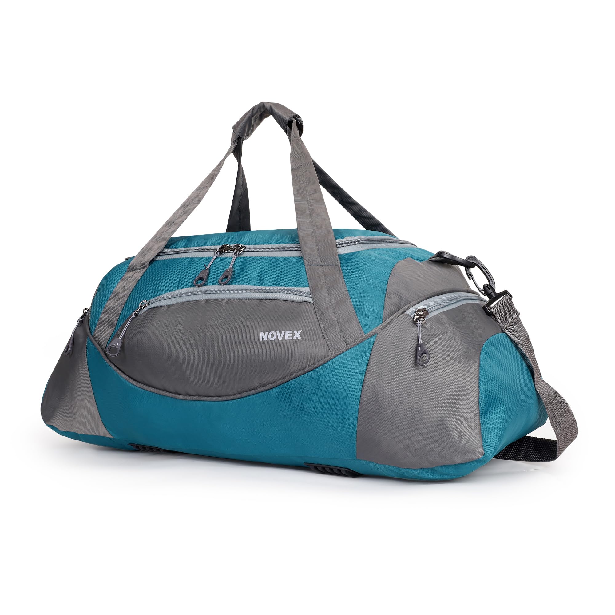 novex Polyester Duffle Bag 50 Cm Imported Multi Purpose Travel with Dry Pockets | Lightweight, Waterproof Carry Backpack Solo Trip Luggage | Turquoise & Grey Bags - Men & Women | Zipper Lock-picture-29