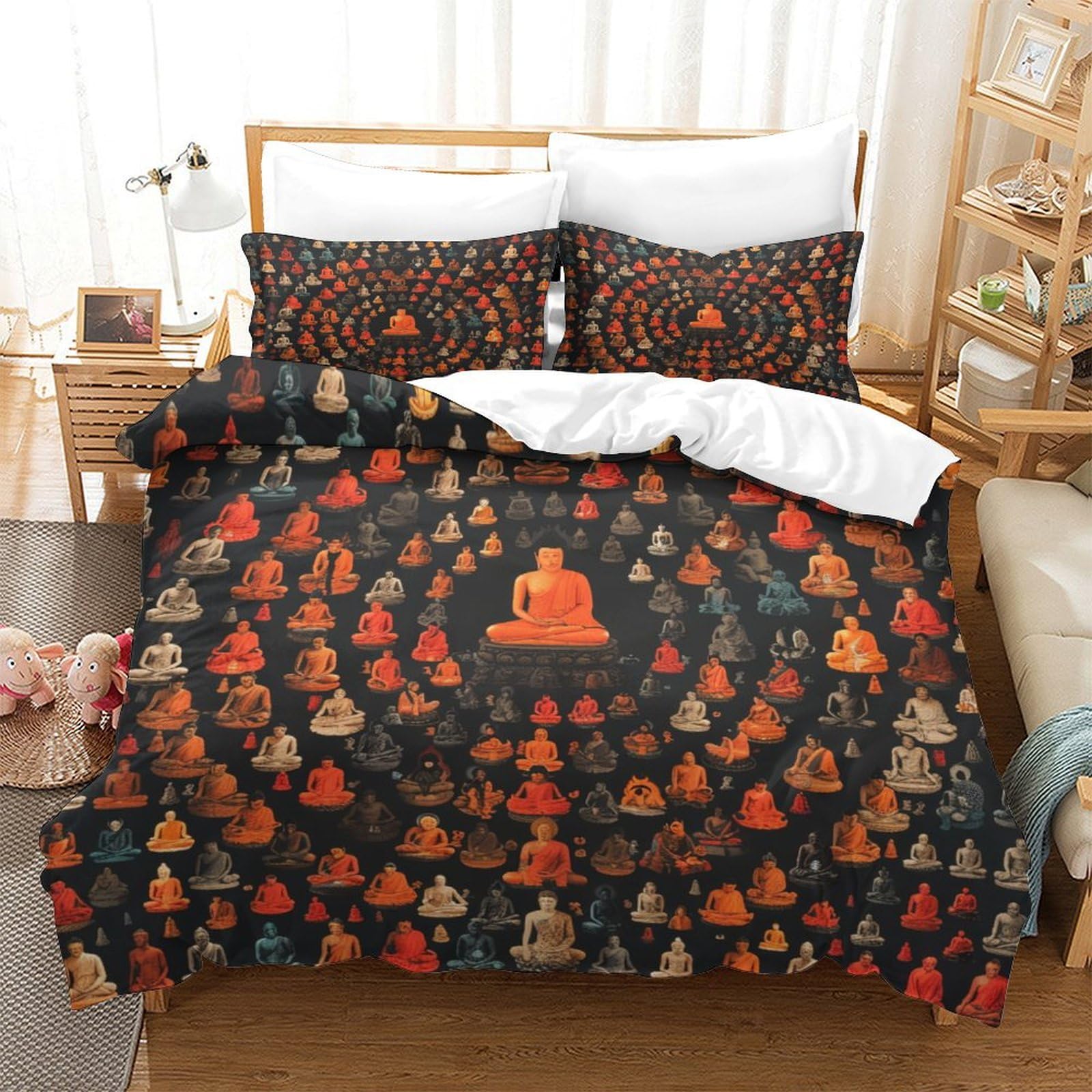 Parure de lit Bouddha en microfibre premium 260x220 finition invisible