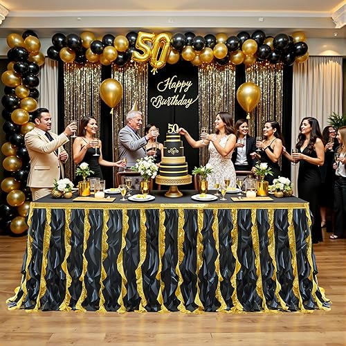 Miniatura 13 de Falda de mesa de lentejuelas plateadas de 6 pies para mesas rectangulares o redondas, mantel de tutú de sauce llorón rizado con volantes, falda de