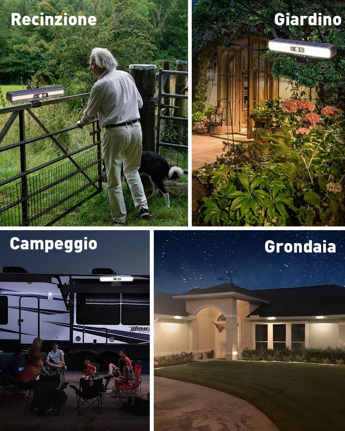 (2 Pezzi) ICEKO Faretto LED da Esterno Solare con Sensore di Movimento,1200 mAh/3 Modalità/IP55 Impermeabile, Lampade Solari con Clip,Luci Solare LED Esterna con Pannello Giardino,Recinzione,Parete