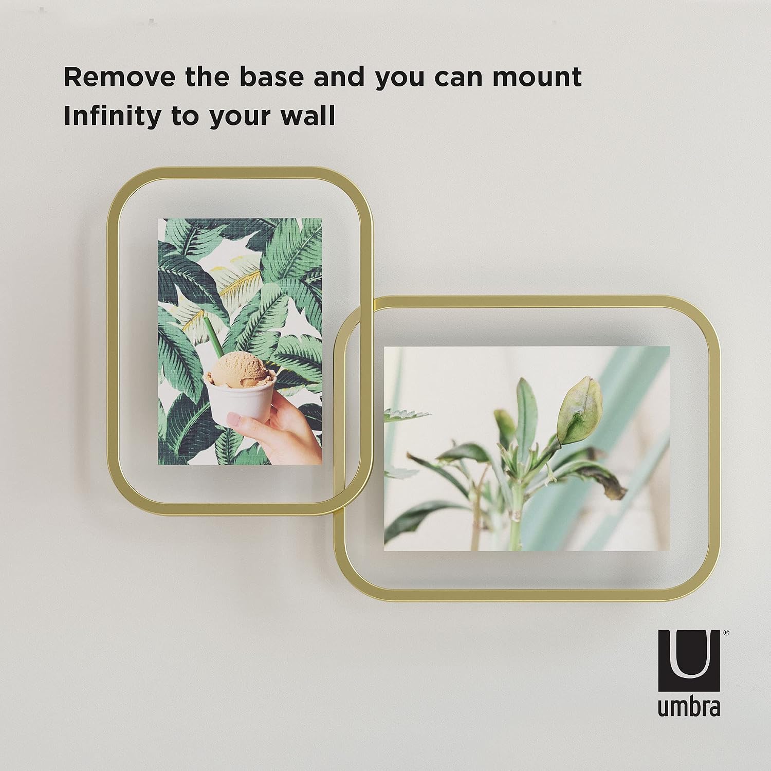 Umbra Infinity Picture Frame, Floating Photo Display for Desk or Wall, 5x7, Brass
