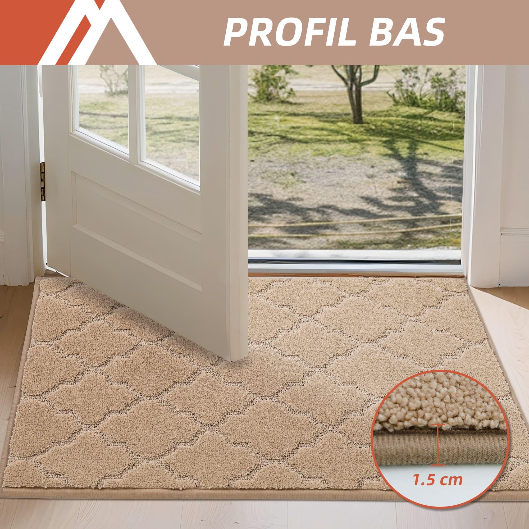 COSY HOMEER Zerbino Ingresso Interno 80 x 120cm, Tappeto Ingresso Esterno Con Fondo Antiscivolo TPR, Lavabile in Lavatrice per Casa o Ufficio, Begie