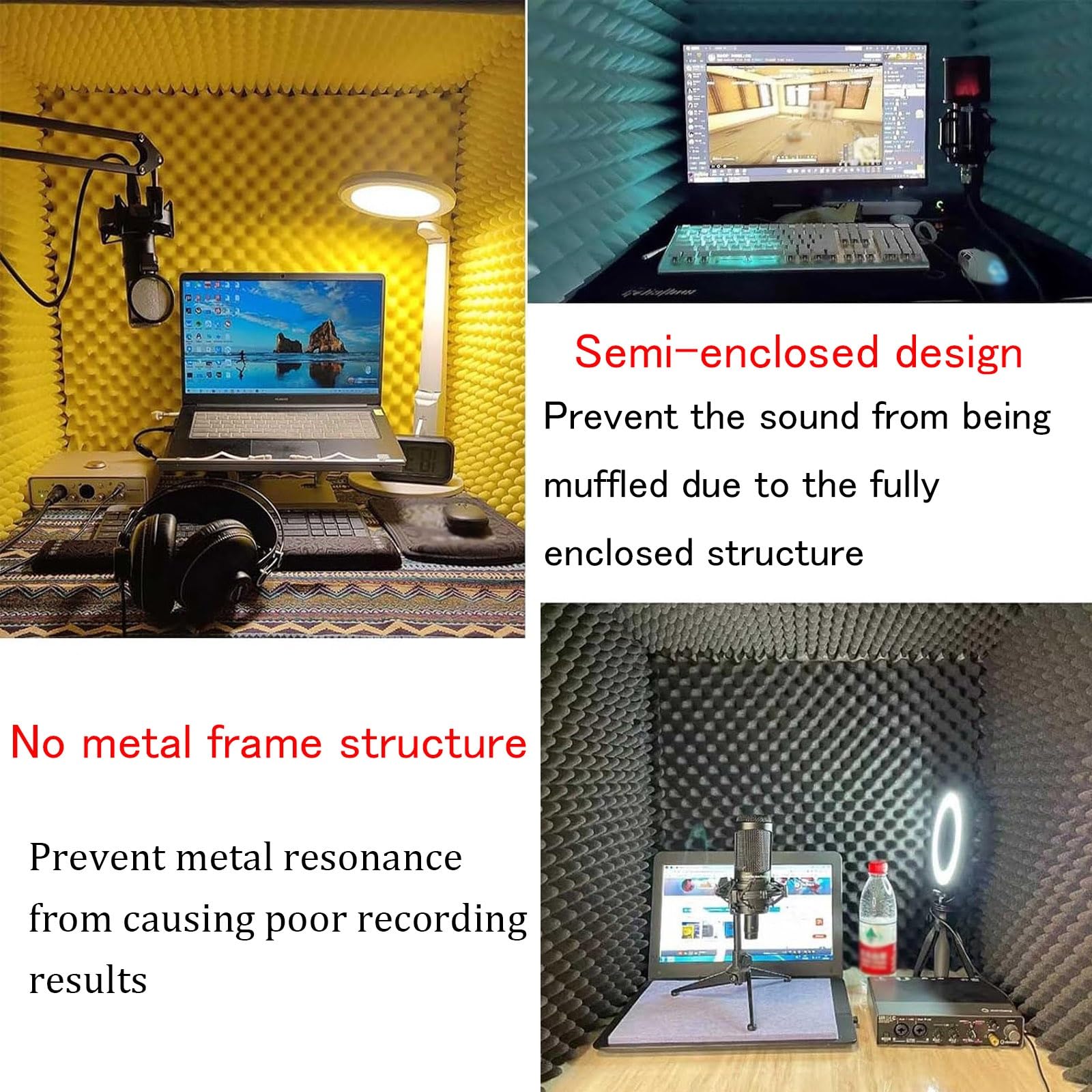 Tragbarer, schalldichter Schallschutz für Mikrofon, Studio, Singen, faltbar und einfach zu montieren, reduziert Lärm und absorbiert Gesang, ideal für Gesangsfilterung und Isolierung