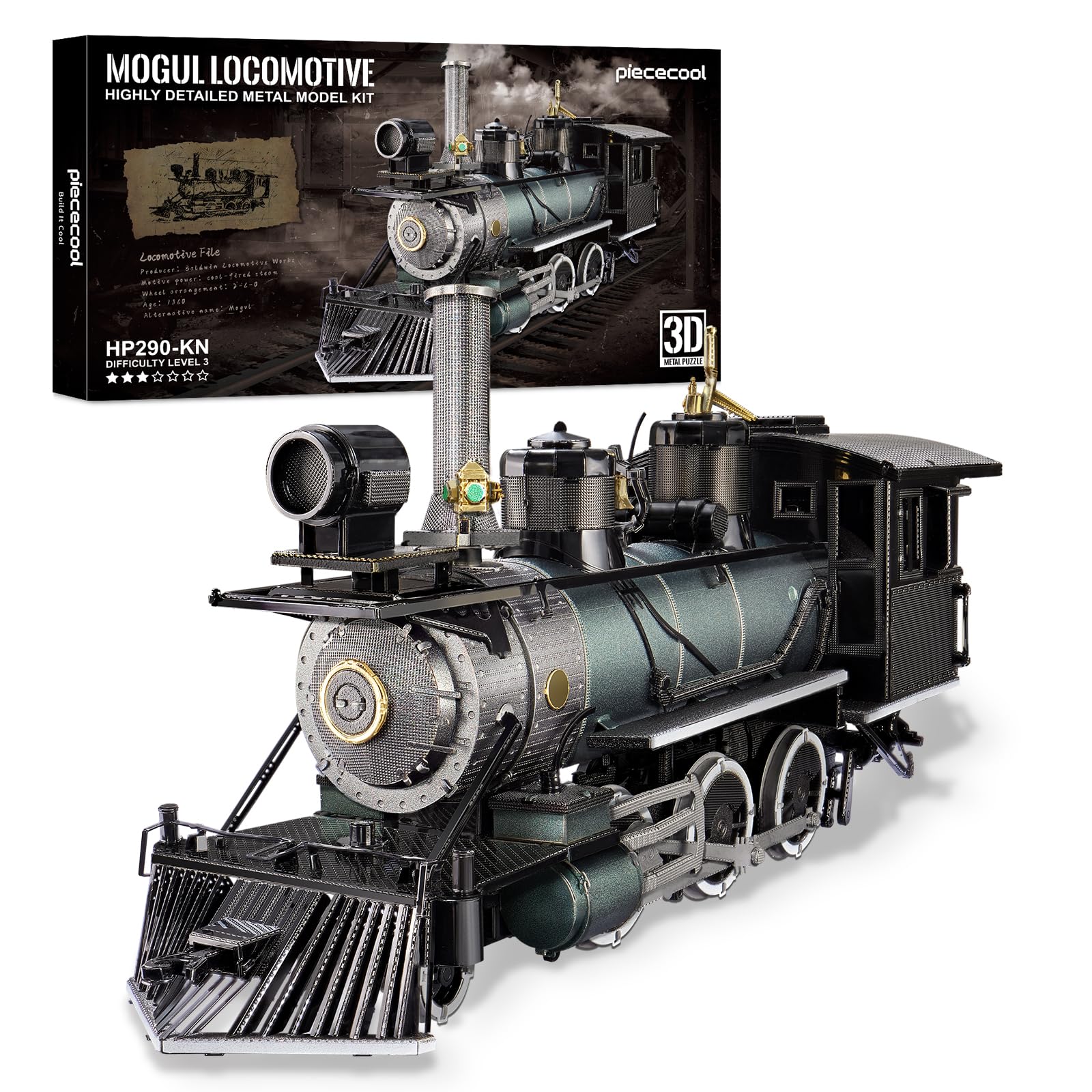 Piececool Metal 3D Puzzle for Adult Mogul Locomotive 3D Metal Model Kit,Assembly Train Model Kit Jigsaw Diy Craft for Brain Teaser,DIY Hobbies Crafts for Adult Difficult 3D Puzzles,Best Gifts