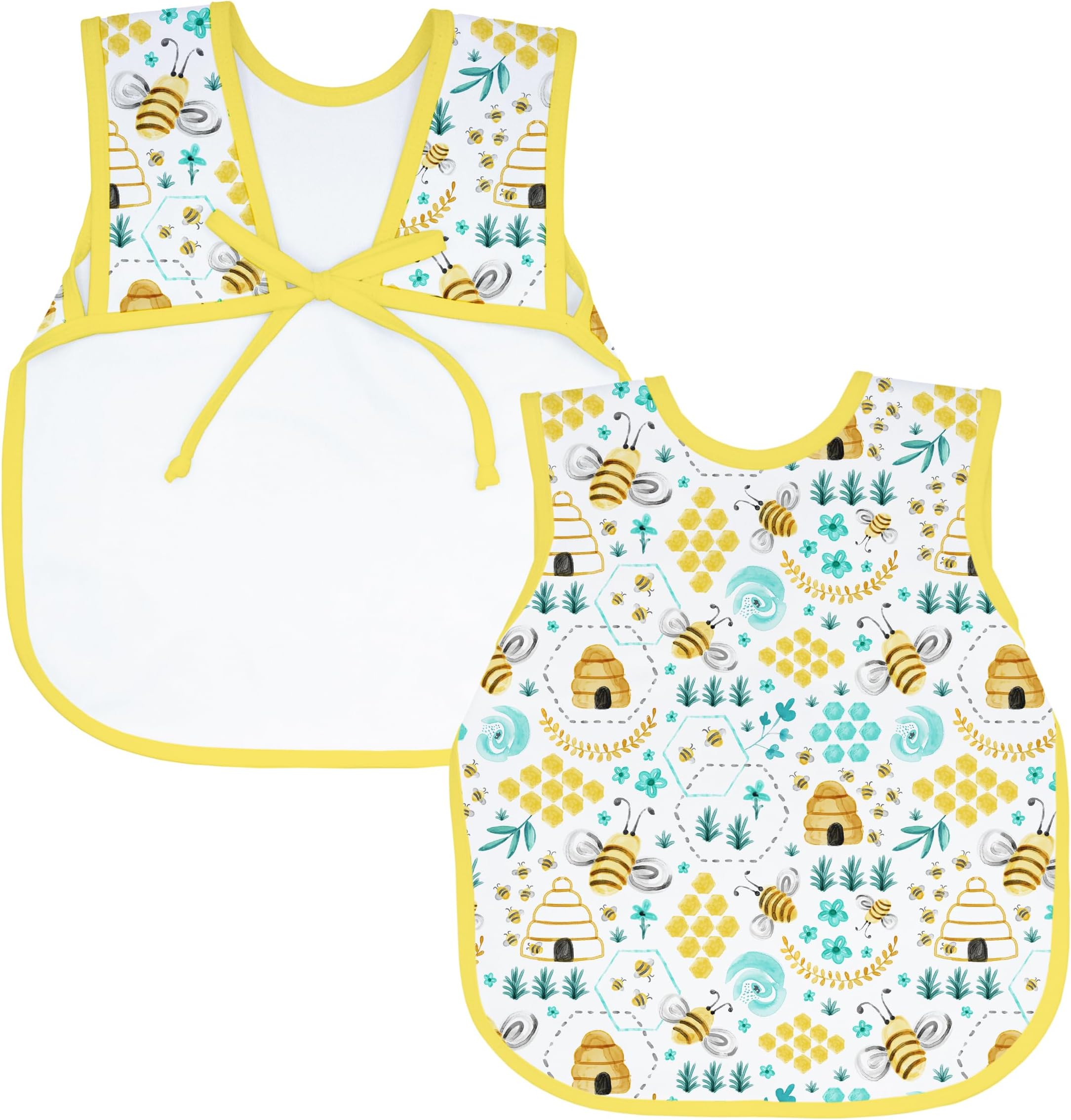 Animal Prints Bapron - No Neck Tie Safer Bib - Baby & Toddler - Soft Waterproof - PVC, BPA & Phthalate Free - 6m+