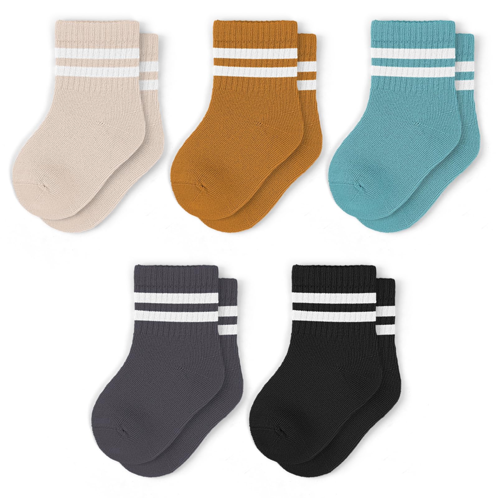 Kyopp 4/5 Paar Socken Baby neutrale Pastellfarben Socks Baumwolle Kindersocken