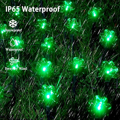 Miniatura 5 de Guirnalda de luces mejoradas para el día de San Patricio, juego de 20 luces LED de 33.7 pies, luces solares de estaca de jardín, impermeables al