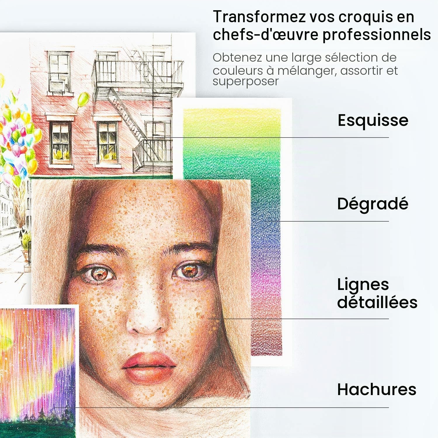 ARTEZA Crayons pour aquarelle professionnels, 72 crayons de couleur solubles dans l'eau pour techniques de mélange, de superposition et d'aquarelle