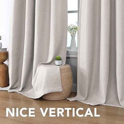 Miniatura 6 de HVERSAILTEX Cortinas de lino oscurecimiento de la habitación aislamiento térmico textura pesada y gruesa cortinas de arpillera de lino para