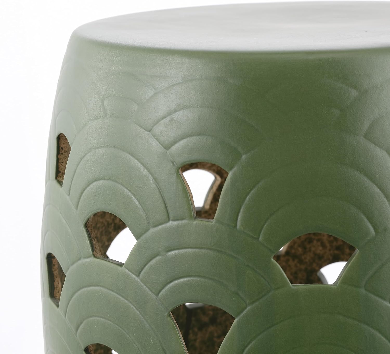 SAFAVIEH Home Collection Amaissa Moss Green Ceramic Decorative Garden Stool for Living Room, Bedroom, Garden, Side Table, Plant Stand (Fully Assembled)