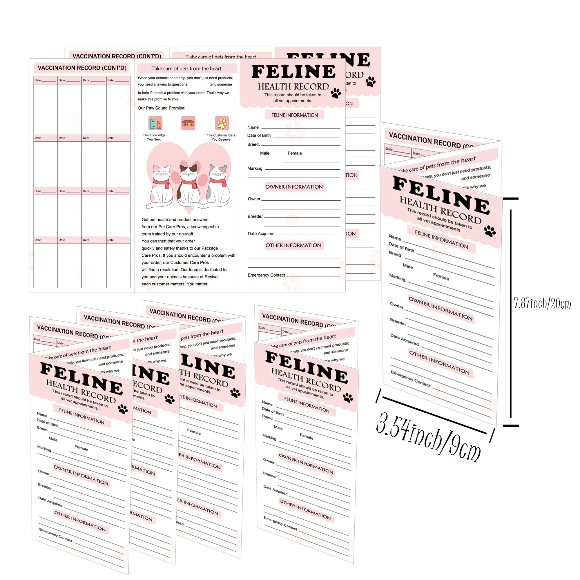 Pop Resin 25 Pack Pink Puppy Record Cards 8.3 x 11 Inch Dog Canine Health Record Books, 8.3 x 11 inches - Image 2