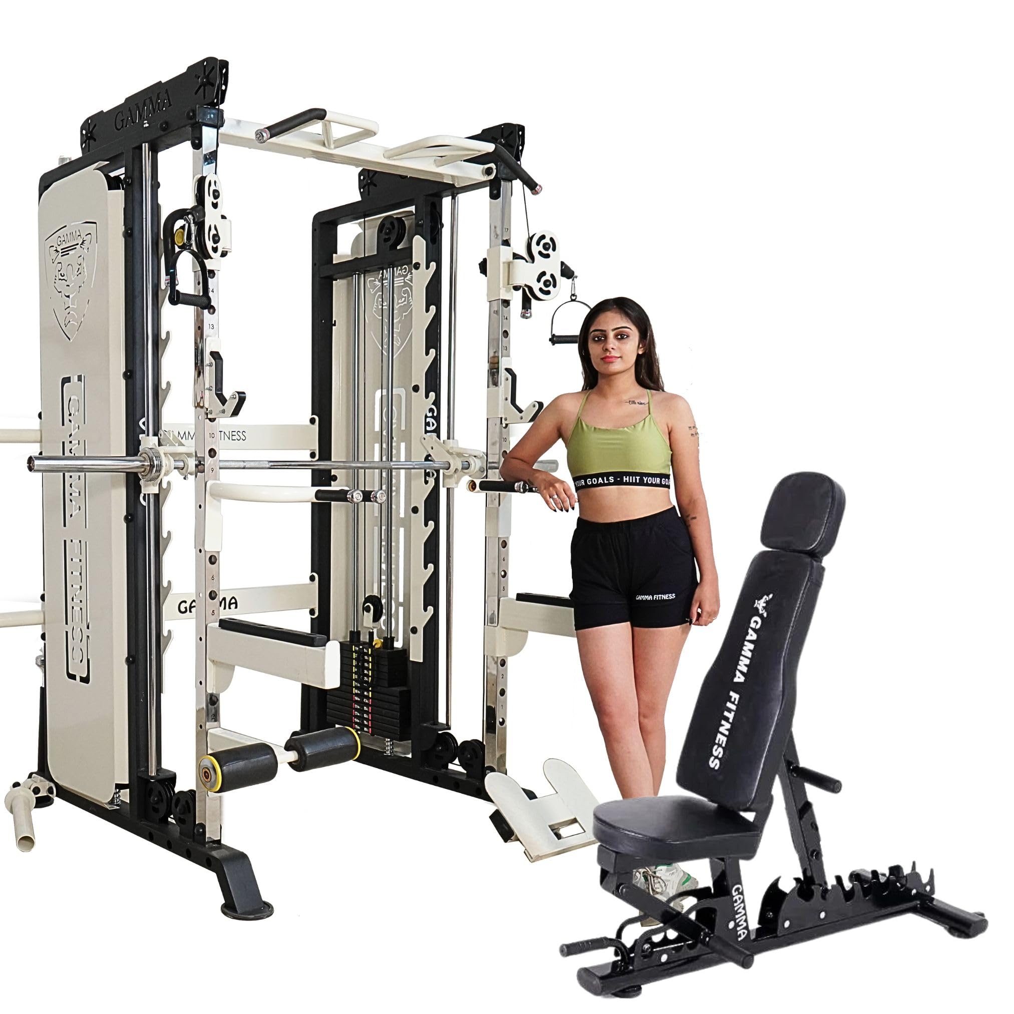 Multipurpose Home Gym Equipment, Cable Crossover System, Adjustable Weights, 180 cm x 120 cm x 220 cm (with MB-900 Commercial Adjustable Bench)-image-15