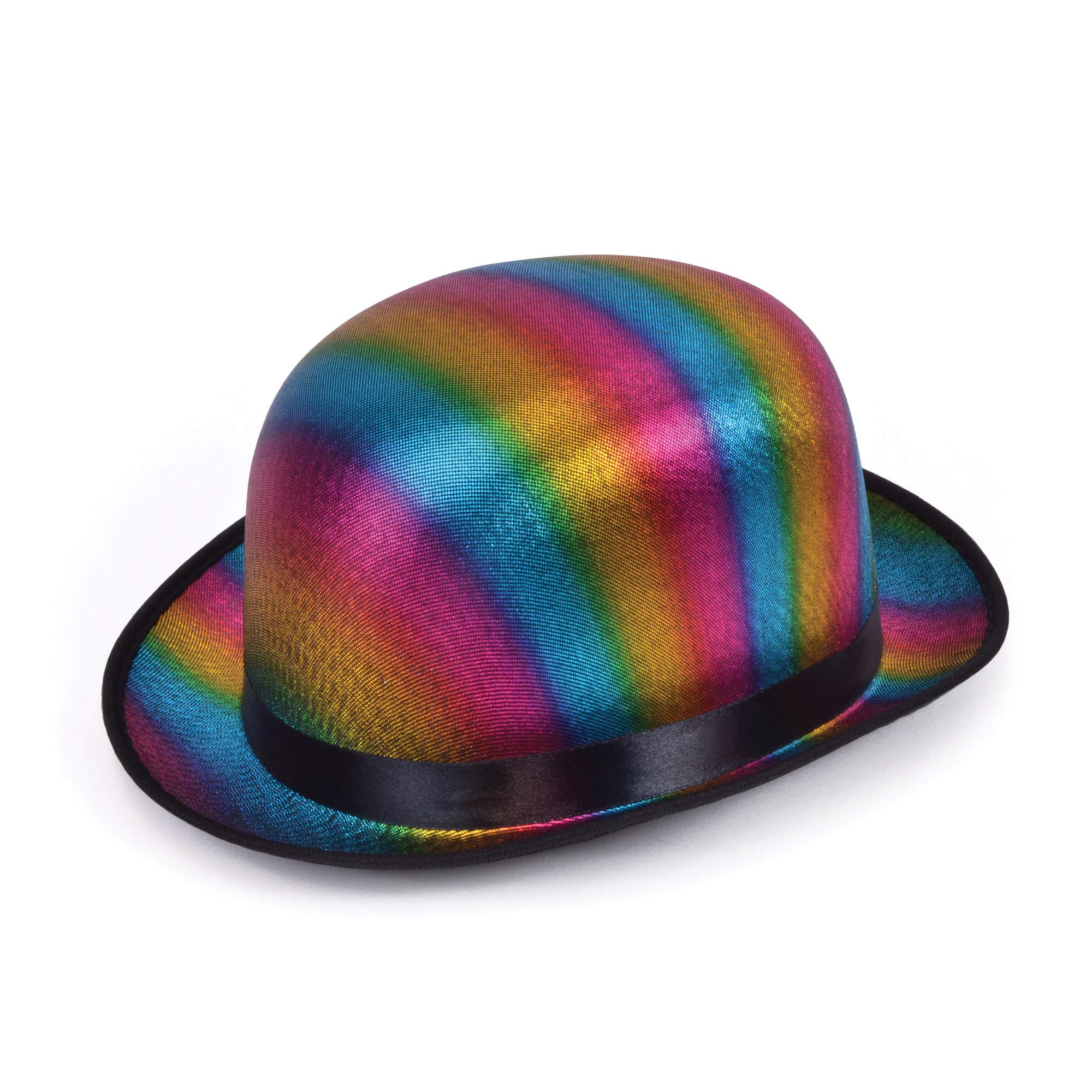 Rainbow Coloured Bowler Hat, One Size (1 Pc.), Vibrant Design, Perfect Accessory for Parties Festivals, Special Occasion