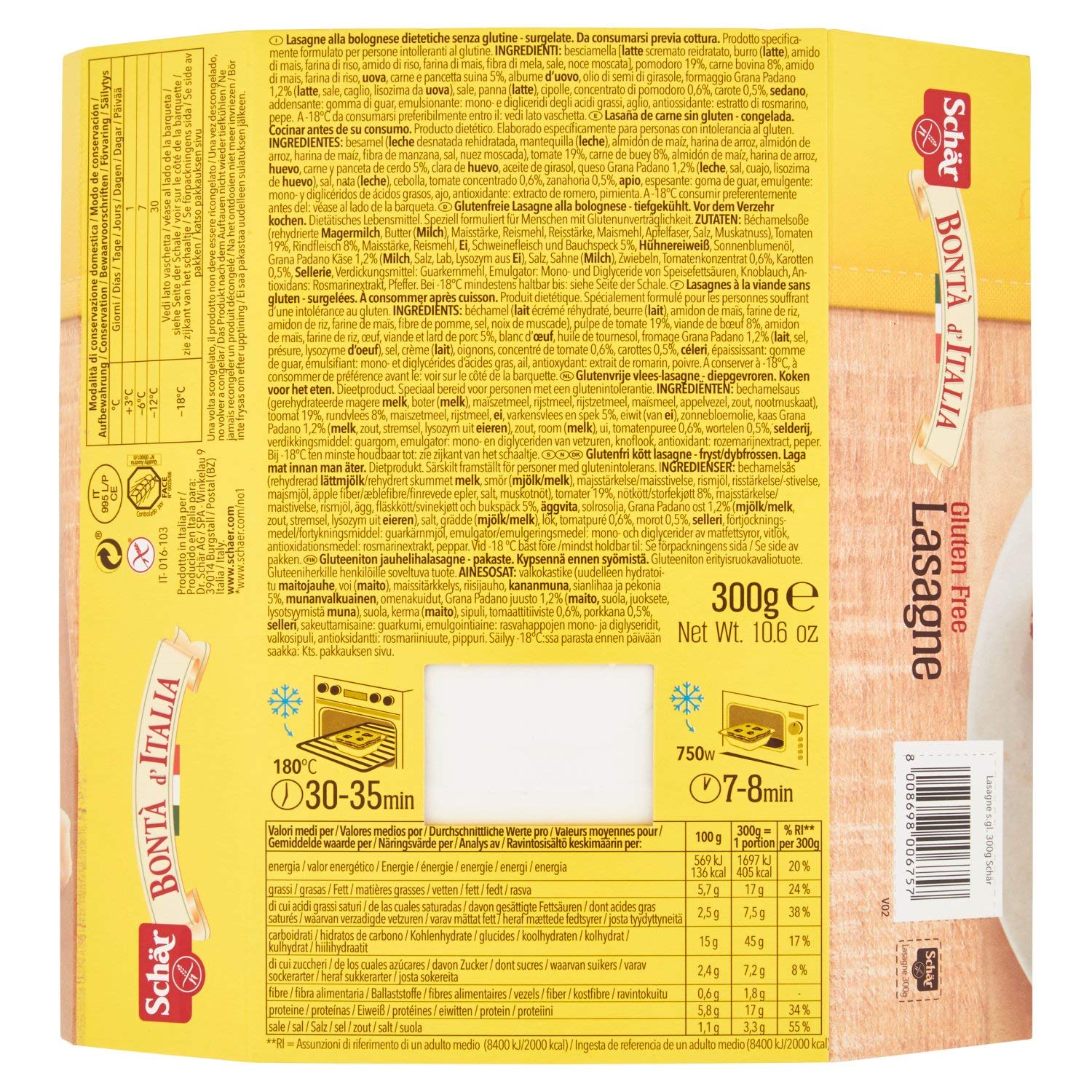 Schär Lasagne Lot de 8 boîtes