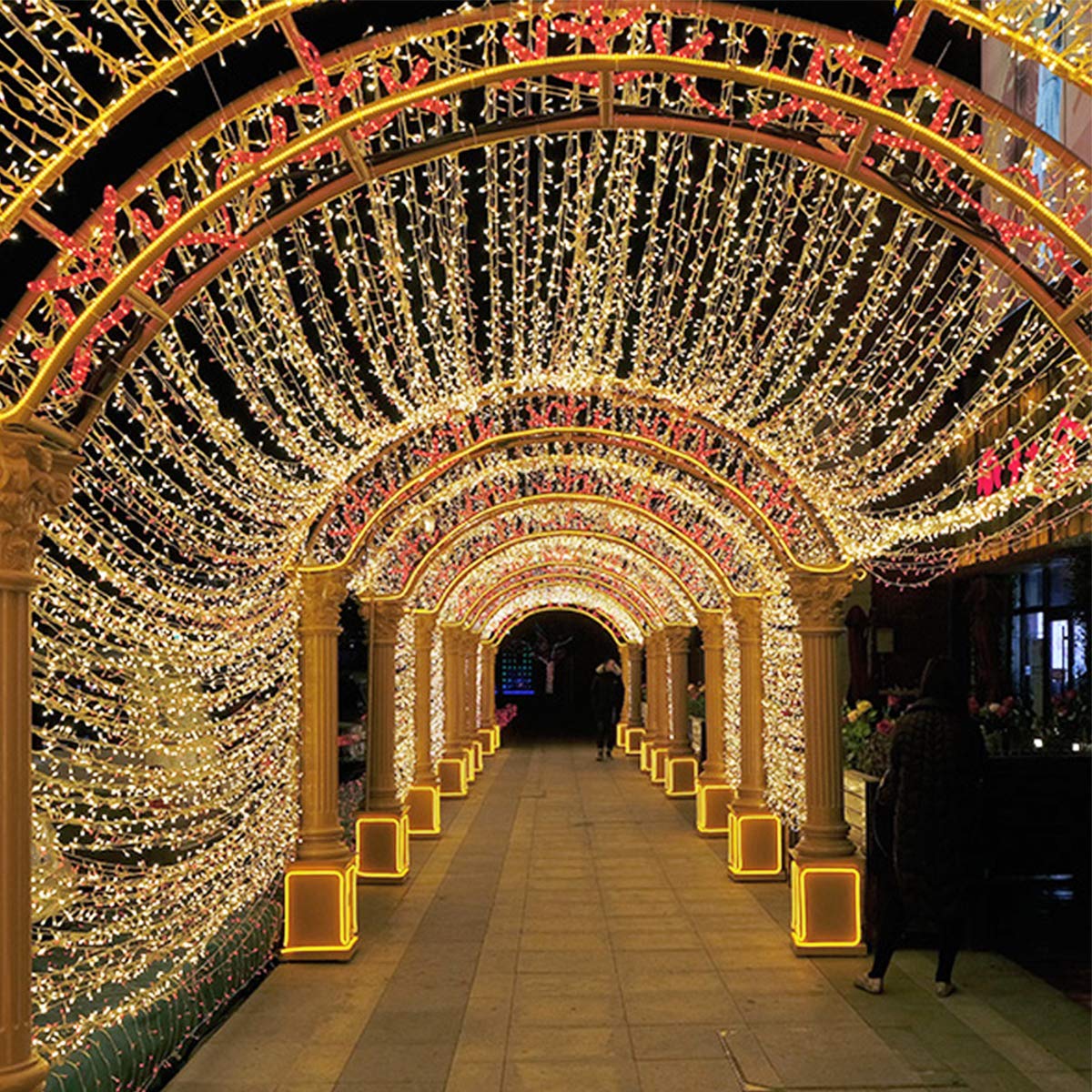 Aufun LED Guirnalda de Luces exterior, 100m, 1000 LED cadena de luz exterior luces de Navidad a prueba de agua IP44 con 8 modos de luz - para boda, fiesta, jardín (Blanco cálido)