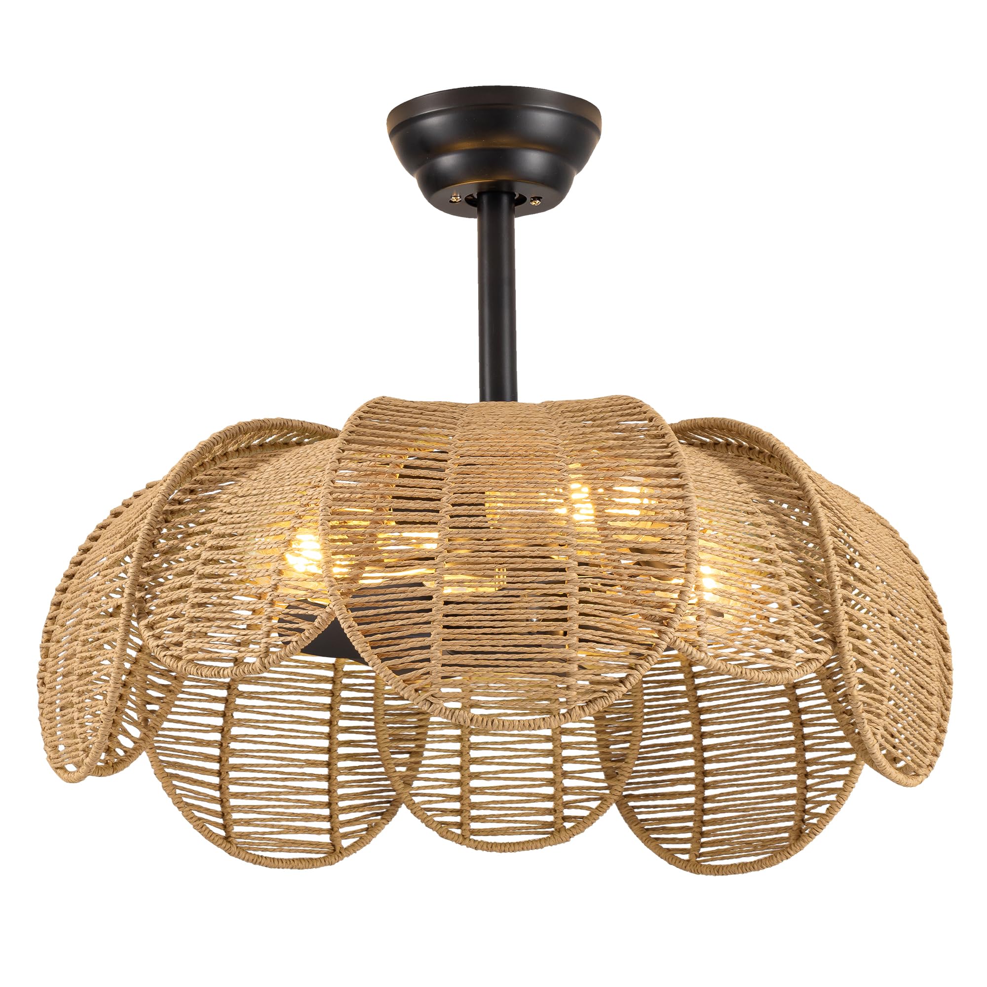 DARYEWO 26 Inch Lotus Rattan Boho Ceiling Fan