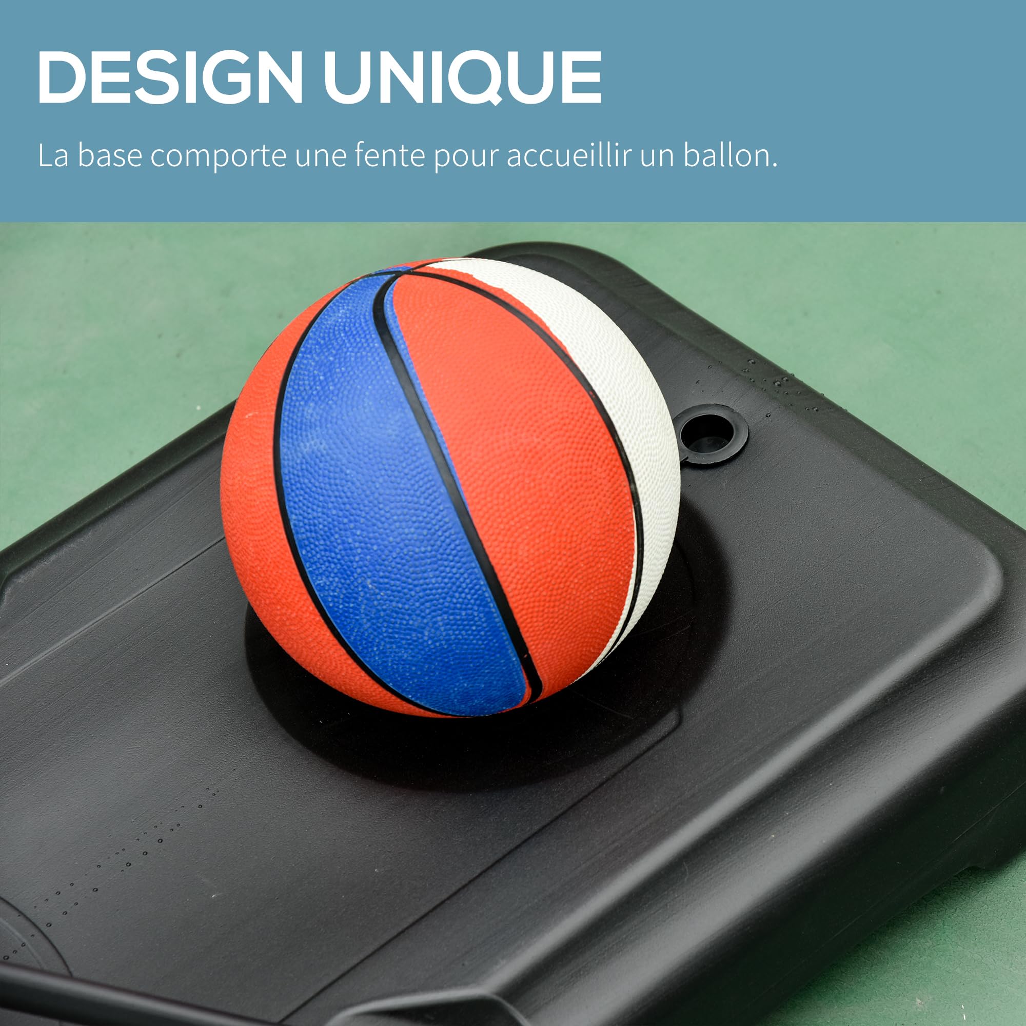 HOMCOM Panier de Basket extérieur Hauteur réglable 160–210 cm Panier de Basket sur Pied à roulettes avec Base Stable remplissable d'eau ou de Sable pour Juniors et Adultes, Noir